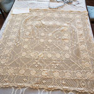 Vintage Filet Crochet Table Cloth